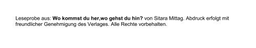 Leseprobe aus: Wo kommst du her,wo gehst du hin ... - PranaHaus