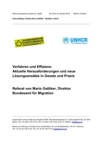 Verfahren und Effizienz: Aktuelle Herausforderungen und ... - UNHCR