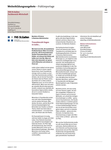 Nr. 8 / August 2010 - Karrierewege (PDF, 5407 kb) - KV Schweiz