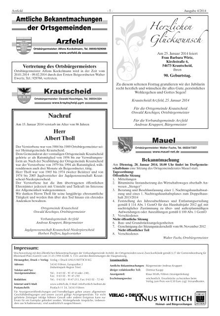 Ausgabe 04 - Verbandsgemeinde Arzfeld