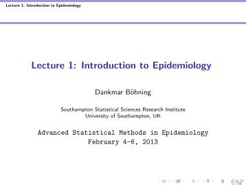 Lecture 1: Introduction to Epidemiology - University of Southampton