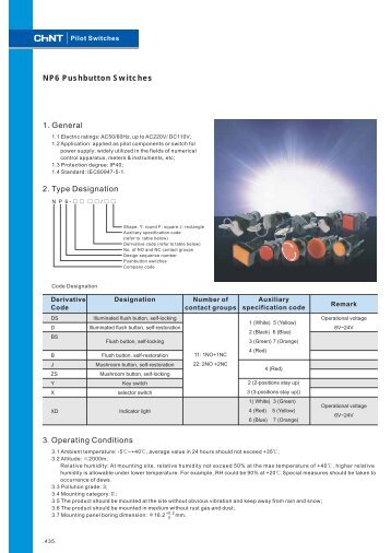 1. General NP6 Pushbutton Switches 2. Type Designation 3 ...