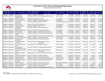 PO Balance Report - University of New Mexico