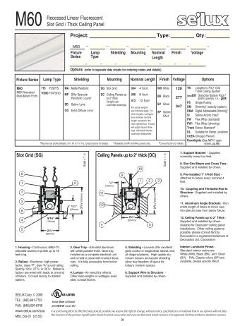 M60 Recessed Linear Fluorescent Slot Grid / Thick Ceiling ... - Selux