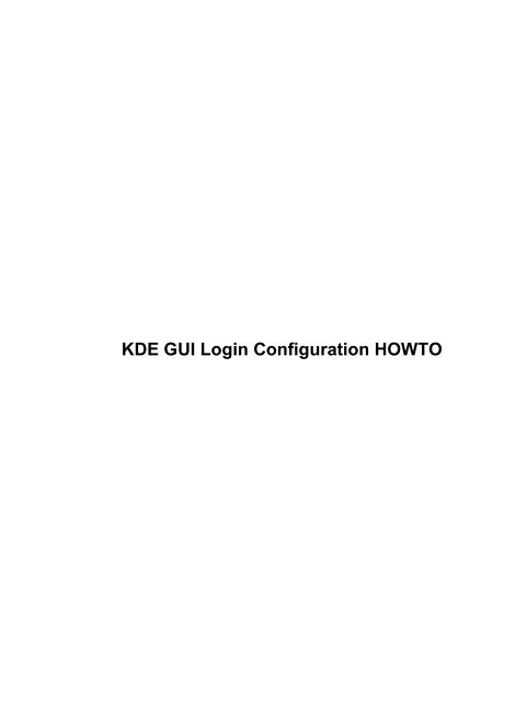 KDE GUI Login Configuration HOWTO