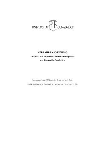 VERFAHRENSORDNUNG - Uni OS - UniversitÃ¤t OsnabrÃ¼ck