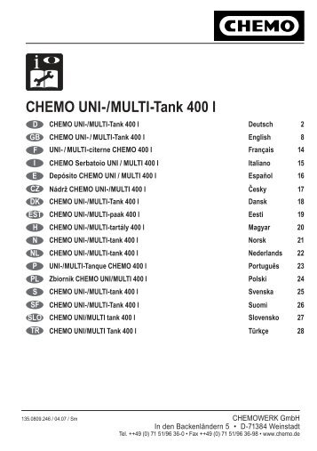 CHEMO Uni-/Multi-Tank 400 l