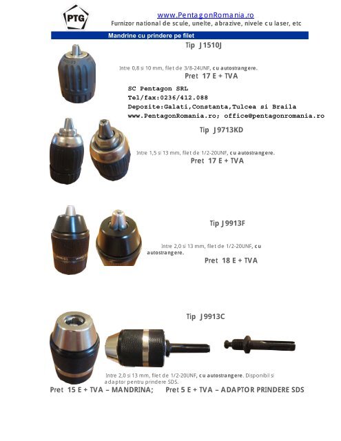 Oferta pret mandrine - SC Pentagon SRL