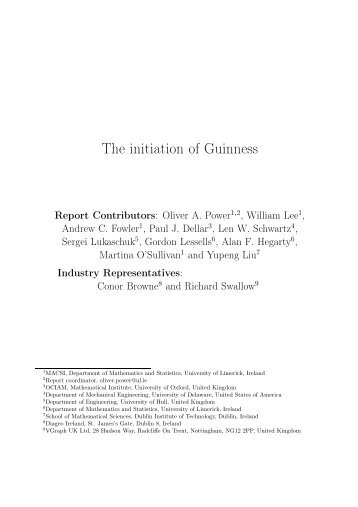 The initiation of Guinness - Mathematics in Industry