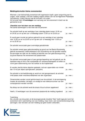 Meldingsformulier kleine evenementen - Gemeente Krimpen aan ...