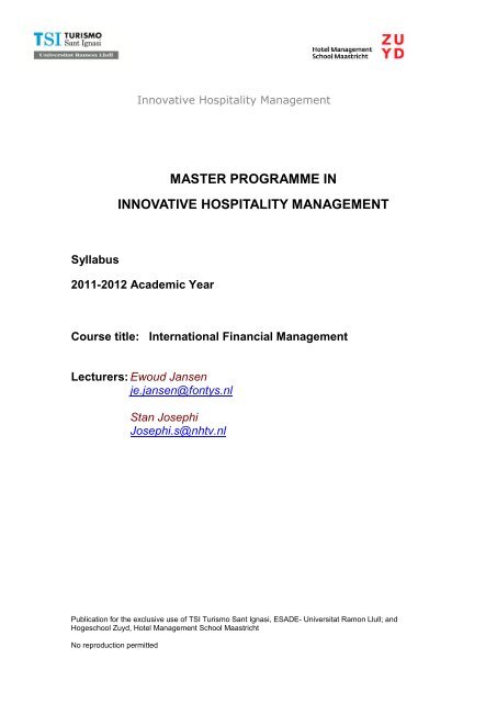 International Financial Management - TSI-Turismo Sant Ignasi ...