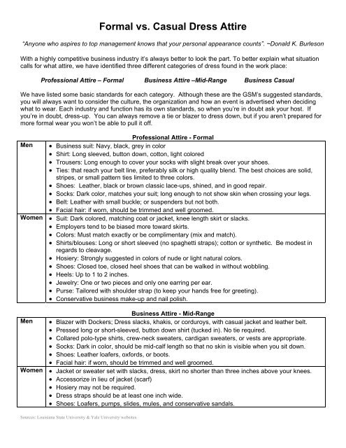 Formal vs. Casual Dress Attire - Students