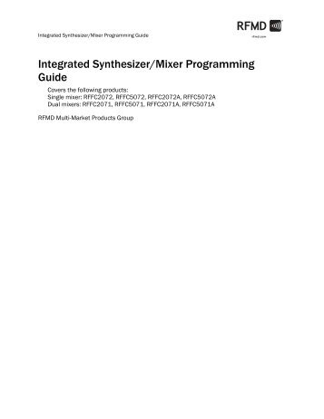 Integrated Synthesizer/Mixer Programming Guide - RF Micro Devices