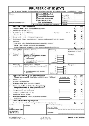 PRÃFBERICHT 3D (DVT) - Sirona Support