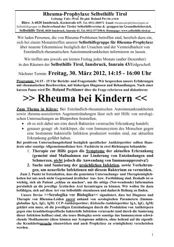 Rheuma-Prophylaxe Selbsthilfe Tirol