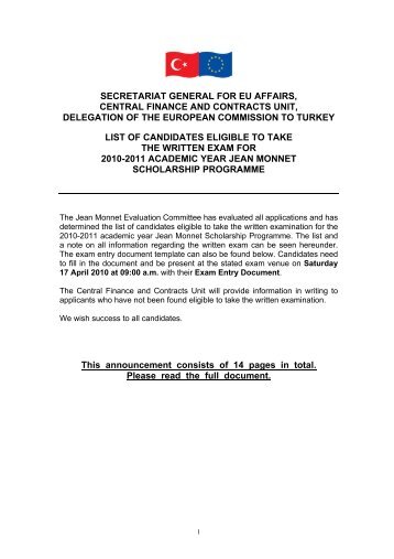 secretarÄ±at general for eu affaÄ±rs, central fÄ±nance and contracts unÄ±t