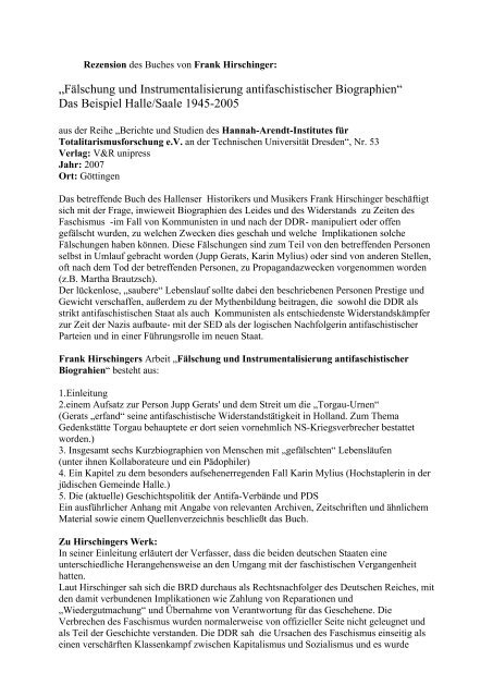 Rezension des Buches von Frank Hirschinger: - Osteuropa Zentrum ...