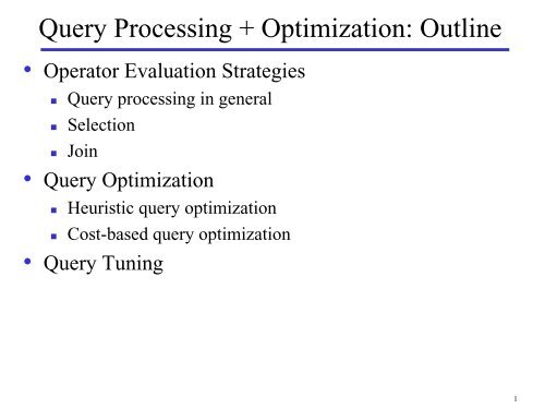 Query Processing and Optimization