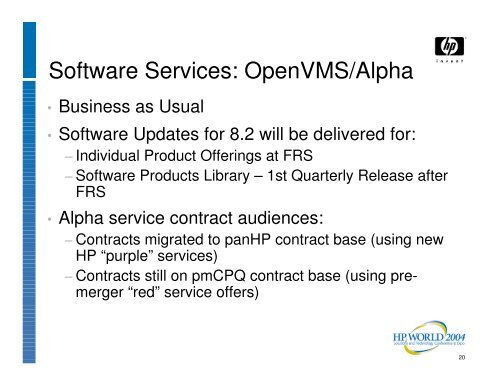 HP OpenVMS I64 Packaging, Licensing and Business ... - OpenMPE