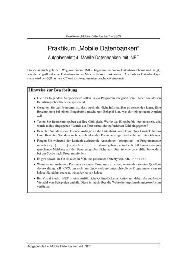 Praktikum â Mobile Datenbankenâ