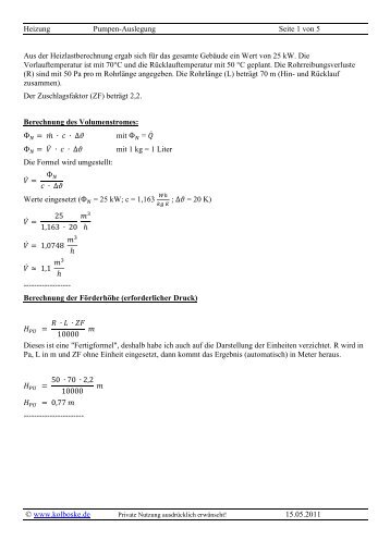 Heizung Pumpen-Auslegung Seite 1 von 5 Â© www.kolboske.de ...