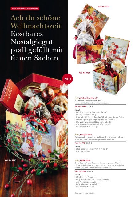 KATALOG Lauenstein Schokoladen, Pralinen und Adventskalender