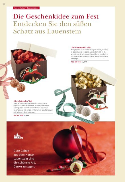 KATALOG Lauenstein Schokoladen, Pralinen und Adventskalender