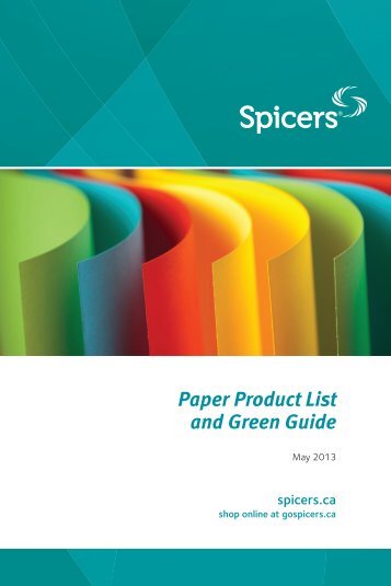 Paper Product List and Green Guide - Spicers Canada