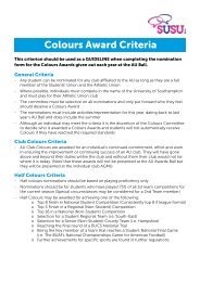 Colours Award Criteria - Southampton University Students Union