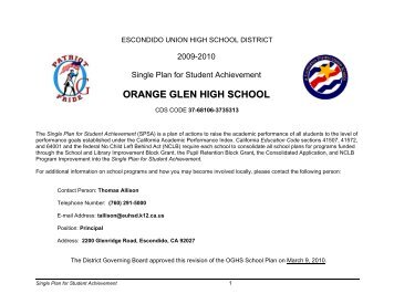 Orange Glen High School (2009-2010) - Escondido Union High ...