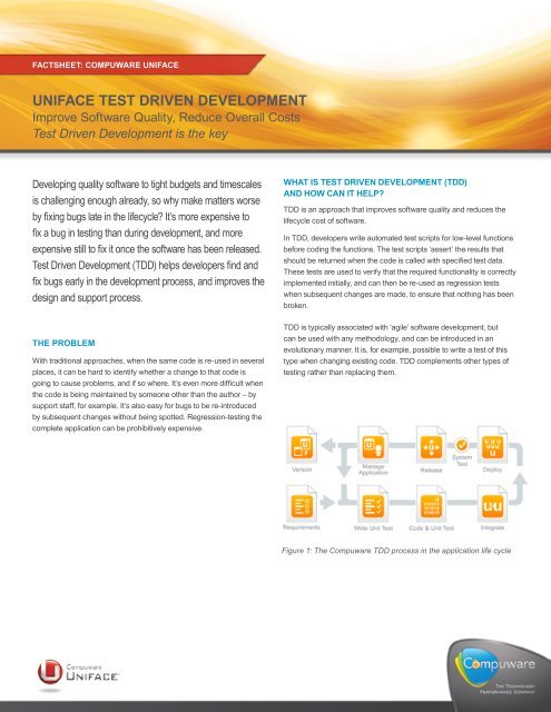 UNIFACE TEST DRIVEN DEVELOPMENT - Compuware Corporation