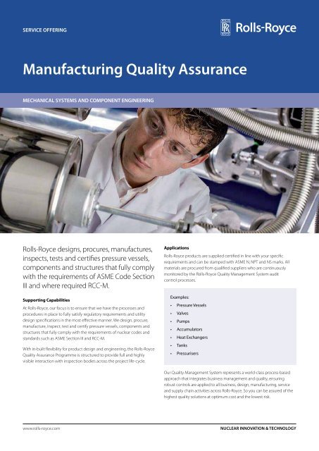 Manufacturing Quality Assurance - Rolls-Royce