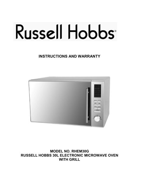 INSTRUCTIONS AND WARRANTY - Russell Hobbs