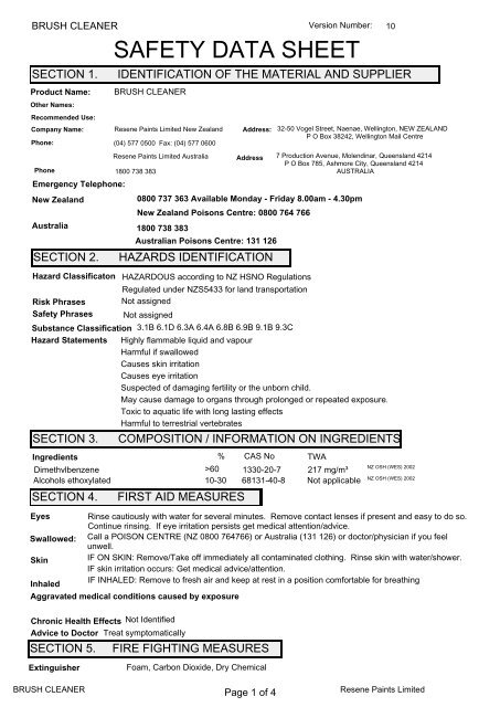 paint brush cleaner msds paint brush cleaner msds