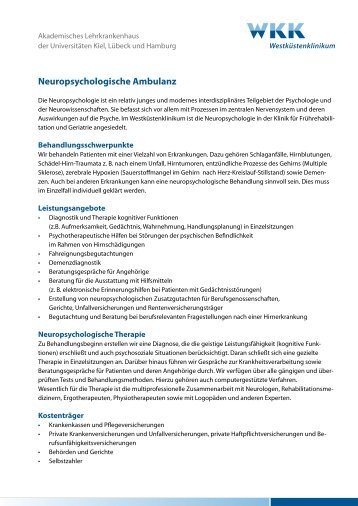 Neuropsychologische Ambulanz - am WestkÃ¼stenklinikum!