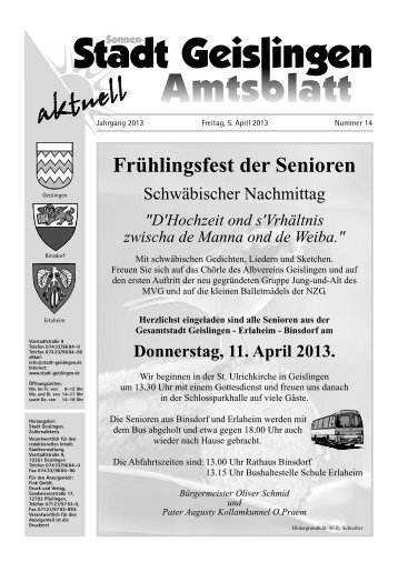 Amtsblatt Geislingen KW14 - Stadt Geislingen