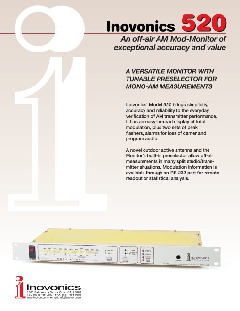 Model 520 Data Sheet for pdf - Inovonics