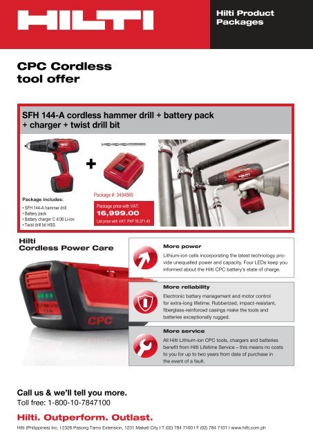 Call us & we'll tell you more. - Hilti (Philippines)