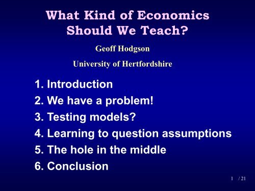 What Kind of Economics Should We Teach?
