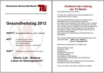 Gesundheitstag 2012 - Servicebereich Weiterbildung - TU Berlin