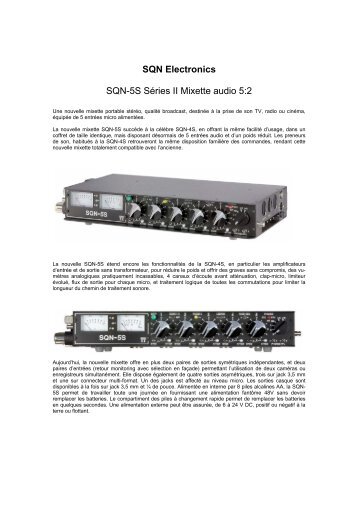 SQN Electronics SQN-5S SÃ©ries II Mixette audio 5:2 - Pilote Films