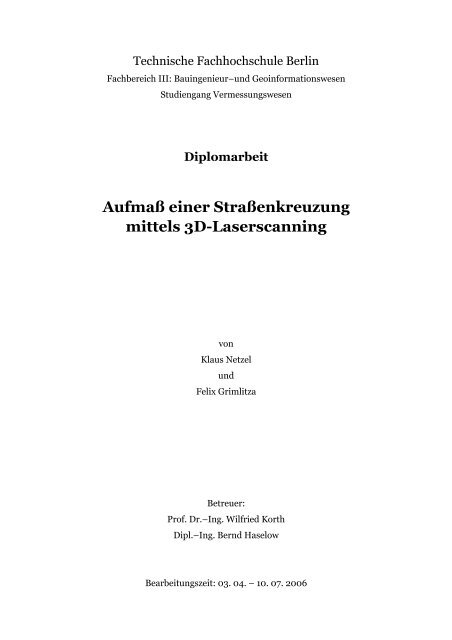 AufmaÃƒÂŸ einer StraÃƒÂŸenkreuzung mittels 3D-Laserscanning - Beuth ...