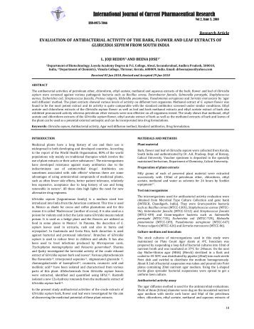 evaluation of antibacterial activity of the bark, flower and leaf extracts ...