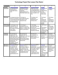 Technology Project Plan Lesson Plan Rubric