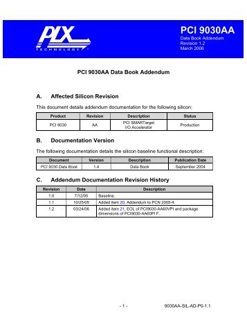 PCI 9030AA Data Book Addendum, r1.1 - SemiconductorStore.com