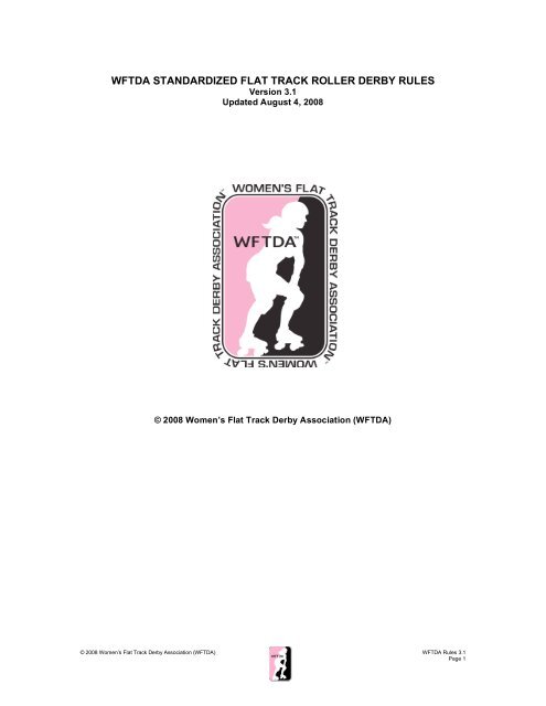 wftda standardized flat track roller derby rules - Women's