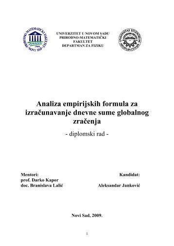 Analiza empirijskih formula za izračunavanje dnevne sume ...