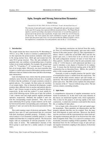 Spin, Isospin and Strong Interaction Dynamics - Progress in Physics