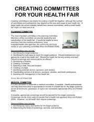 CREATING COMMITTEES FOR YOUR HEALTH FAIR