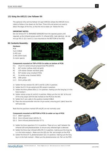 13) Using the AXE121 Line Follower Kit Kit Contents ... - Picaxe